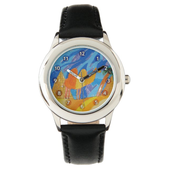 Camel Kunst von Kindern Armbanduhr (Vorderseite)