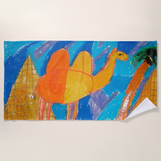 Camel Kunst von Kindern Strandtuch (Vorderseite)