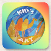 Camel Kunst von Kindern Untersetzer (Vorderseite)