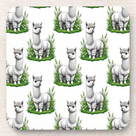 Camel Lama Alpaca Muster Design Getränkeuntersetzer (Vorderseite)