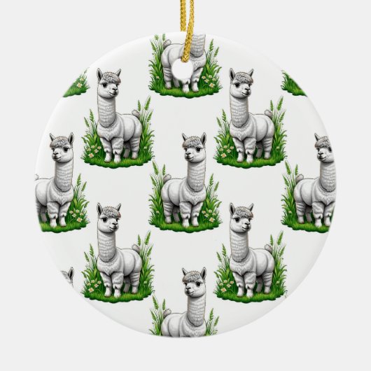 Camel Lama Alpaca Muster Design Keramik Ornament (Vorne)