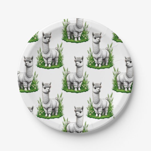 Camel Lama Alpaca Muster Design Pappteller (Vorderseite)