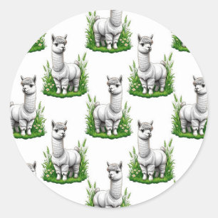 Camel Lama Alpaca Muster Design Runder Aufkleber