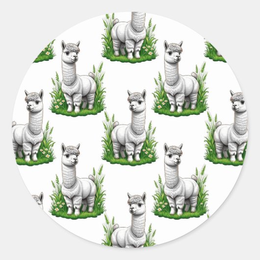 Camel Lama Alpaca Muster Design Runder Aufkleber (Vorderseite)