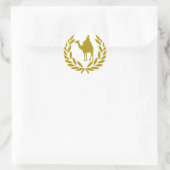 camel-laurel-crown.png runder aufkleber (Tasche)