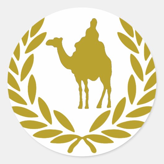 camel-laurel-crown.png runder aufkleber (Vorderseite)