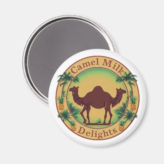 Camel Milk Delights-Tropical Camel Palm Pineapple Magnet (Vorderseite/Rückseite)