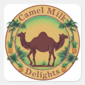 Camel Milk Delights-Tropical Camel Palm Pineapple Quadratischer Aufkleber (Vorderseite)