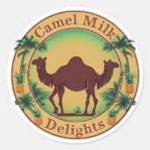 Camel Milk Delights-Tropical Camel Palm Pineapple Runder Aufkleber (Vorderseite)