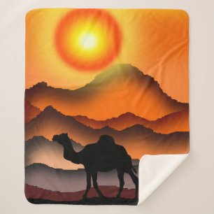 Camel Sherpa Blanket Schöner Sonnenuntergang Sherpadecke