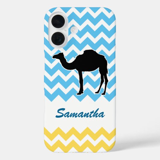 Camel-Silhouette auf Blau und Gelb Zickzack Case-Mate iPhone Hülle (Rückseite)