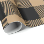 Camel Tan Black Huge Buffalo Kariert Lumberjack Geschenkpapier (Rolleneckpunkt)