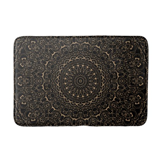 Camel Tan Mandala mit Elegant Symmetry Badematte (Vorderseite)