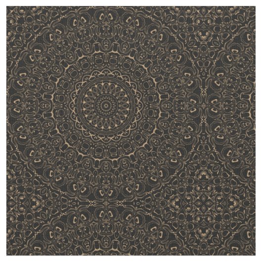 Camel Tan Mandala mit Elegant Symmetry Stoff (Nahaufnahme)