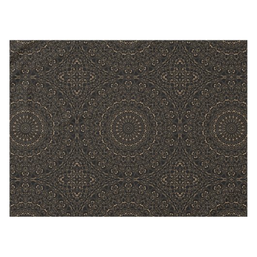 Camel Tan Mandala mit Elegant Symmetry Tischdecke (Vorderseite (Horizontal))