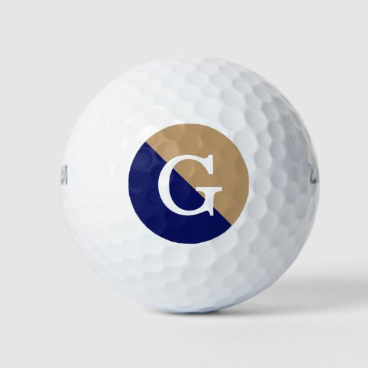 Camel Tan Navy Blue 2 Tone Diag Initial Monogram Golfball (Vorderseite)