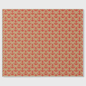 Camel Tan, Red Anchors Pattern Geschenkpapier (Flach)
