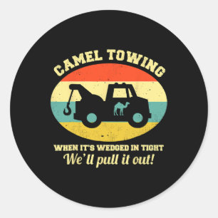 Camel Towing Retro Adult Humor Sprichwort Fun Hall Runder Aufkleber