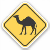 Camel überquert Gelbes Zeichen Funny Arab Middle E Aufkleber (Vorderseite)
