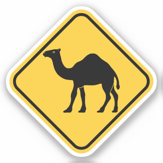 Camel überquert Gelbes Zeichen Funny Arab Middle E Aufkleber (Vorderseite)