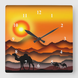 Camel Wall Clock Quadratische Wanduhr