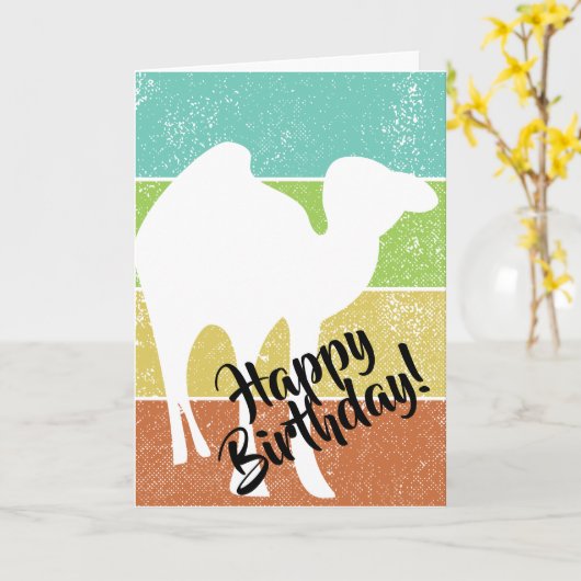 Camel White Silhouette Custom Birthday Card Karte (Gelbe Blume)