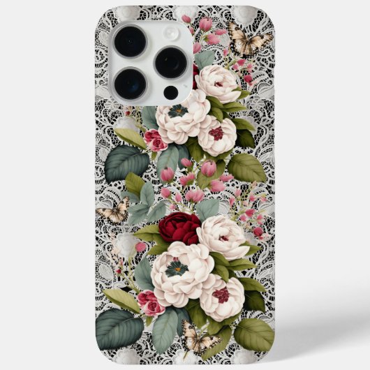 Camelias Lace and Butterflies Floral Case-Mate iPhone Hülle (Rückseite)