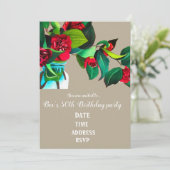 Camellia Blume Art 50. Geburtstagsparty Einladung (Stehend Vorderseite)