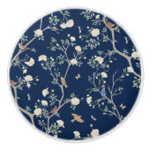Camellia Garden Navy Blue Chinoiserie Keramikknauf (Vorderseite)