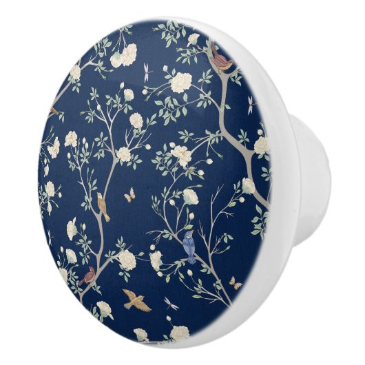 Camellia Garden Navy Blue Chinoiserie Keramikknauf (Rechts)