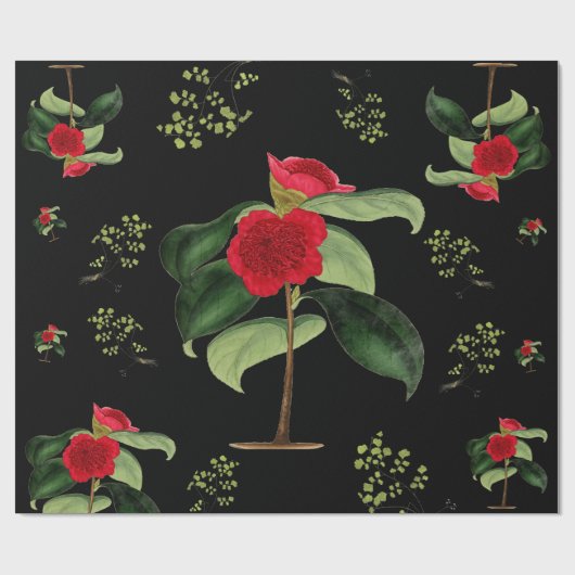 Camellia Japonica bei Mitternacht Verpackungspapie Geschenkpapier (Flach)