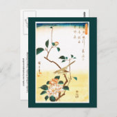 Camellia und Bush Warbler Hiroshige Fine Art Postkarte (Vorne/Hinten)