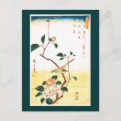 Camellia und Bush Warbler Hiroshige Fine Art Postkarte (Vorderseite)