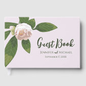 Camellia und Greenery Einfaches Elegantes Gästehau Gästebuch (Vorderseite)