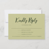 Camellia und Grüne Einfache Elegante RSVP Karte (Rückseite)