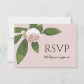 Camellia und Grüne Einfache Elegante RSVP Karte (Vorderseite)