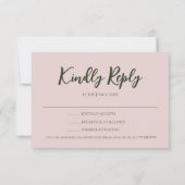 Camellia und Grüne Einfache Elegante RSVP Karte (Rückseite)