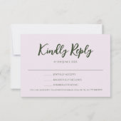 Camellia und Grüne Einfache Elegante RSVP Karte (Rückseite)