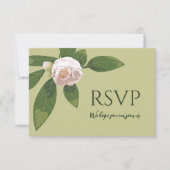 Camellia und Grüne Einfache Elegante RSVP Karte (Vorderseite)
