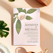 Camellia und Grüne Einfache Hochzeit Einladung