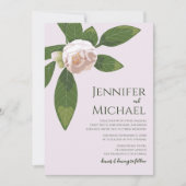 Camellia und Grüne Einfache Hochzeit Einladung (Vorderseite)