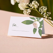 Camellia und Grüne Einfache Hochzeit Platzkarte