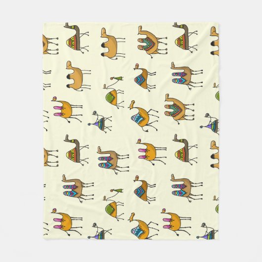 Camels Caravan Dekoration Nahtloses Muster Fleecedecke (Vorderseite)