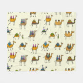 Camels Caravan Dekoration Nahtloses Muster Fleecedecke (Vorderseite (Horizontal))