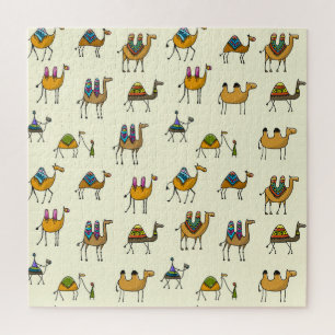 Camels Caravan Dekoration Nahtloses Muster Puzzle