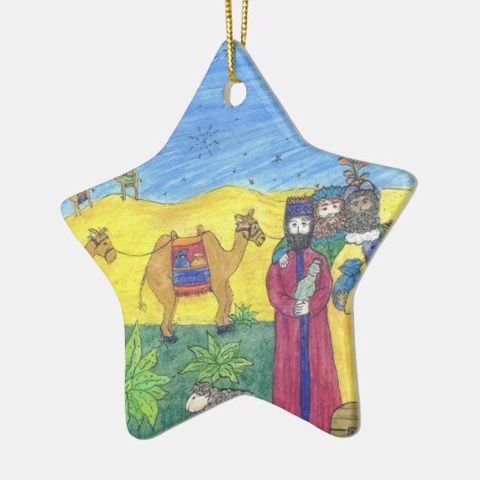 CAMELS GIFTS UND DREI WISSENE MÄNNER: Sternschmuck Keramikornament (Links)