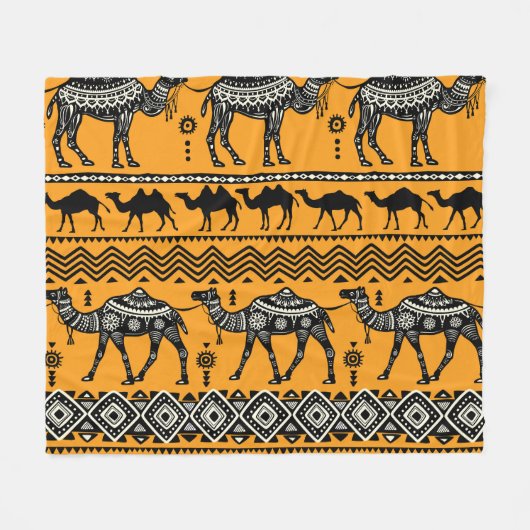 Camels Illustration Nahtloses Muster. Fleecedecke (Vorderseite (Horizontal))