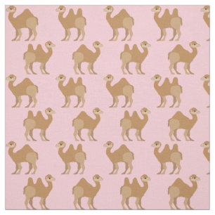 Camels Print Fabric Pink Stoff