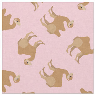 Camels Print Fabric Pink Stoff