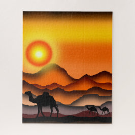Camels Puzzle Sunset Wüste